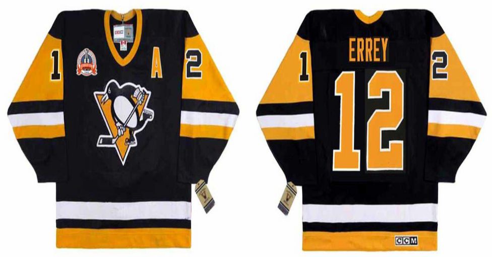 2019 Men Pittsburgh Penguins 12 Errey Black CCM NHL jerseys